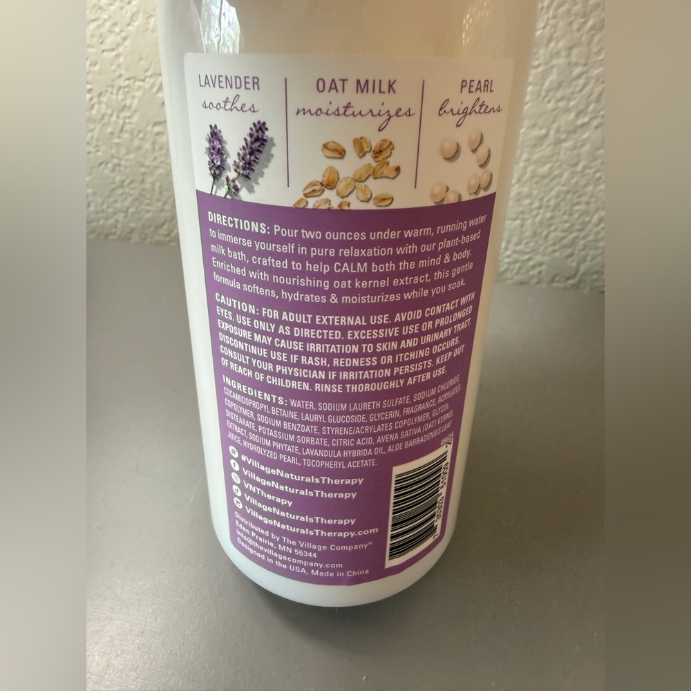 Village Naturals Calm Plant Milk Bubble Bath Oat & Lavender Vanilla,20 fl oz-new - Picture 4 of 6